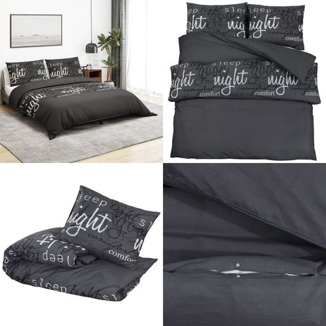 Ensemble de housse de couette Noir 220x240 cm Coton - Housses De Couette - Linge De Lit - Literie - Drap Housse - Coton - Home & Living (1/5)