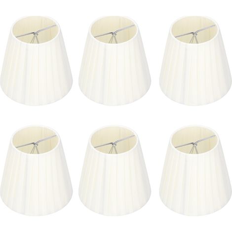 Abat-jour simple et moderne, abat-jour en tissu, abat-jour de lustre, adapté aux ampoules de petite taille A, B, C, F, P, pince beige, 6 pièces (1/5)