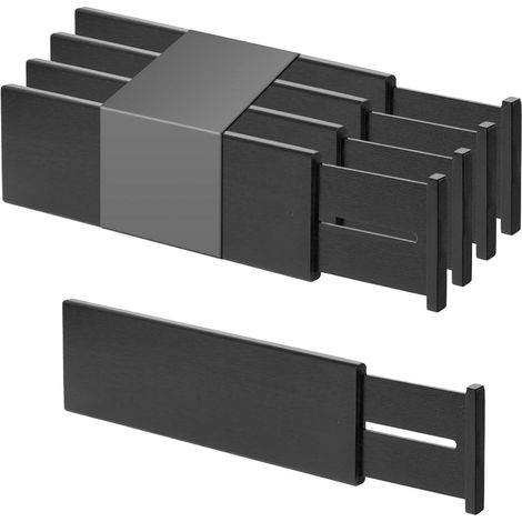 Schubladenteiler Bambus einstellbar Schwarz groß (10H cm) (1/5)