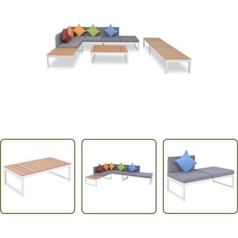 Gartenmöbel -  5-tlg. Garten-Lounge-Set mit Auflagen Aluminium und WPC (1/5)