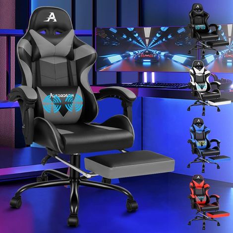 Ergonomischer Gaming-Stuhl Massage Bürostuhl 180kg Grau PU-Leder (1/5)