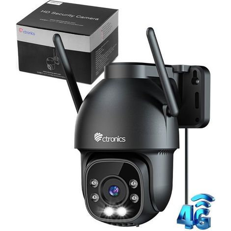 Ctronics 3G/4G LTE Caméra de Surveillance avec Carte Sim, 360° PTZ, Détection Humaine et Suivi Auto, Vision Nocturne Couleur 30M (1/5)