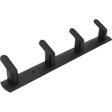 Set mit 4 schlichten Aluminium-Wandhaken zur Wandmontage in Küche, Bad und Schrank, Schwarz, moderne Garderobe (1/5)