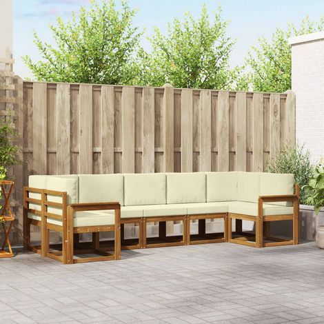 vidaXL Outdoor-Sofagarnitur 7 Stk. Natur und Creme (1/5)