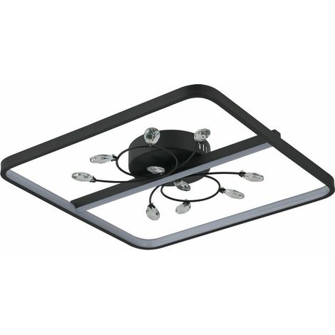 Plafoniera quadrata nera cristalli LED 24W Reality Dacota (1/3)