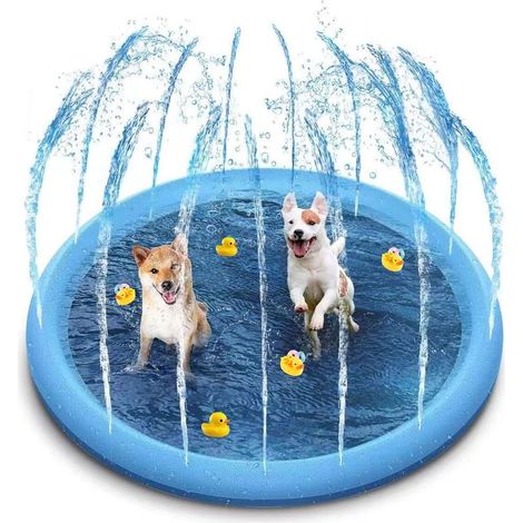 Piscine pour Chiens, 100 cm Enfants Chien Sprinkler Tapis Anti - éclaboussures, épaississement Tapis d'eau antidérapant, Jardin d'été Jouets d'extérieur (1/5)