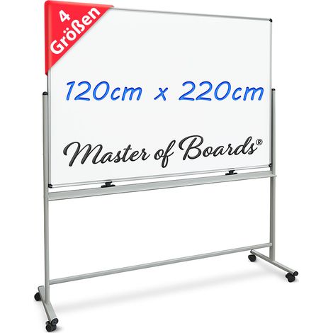 Whiteboard Stanford Lackiert Mobil & drehbar 120 x 220 cm