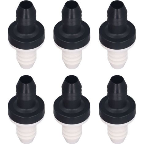 Clapet anti-retour en plastique (lot de 6) à une voie, pour liquides et gaz, diamètre d'interface 3/8 pouce (10 mm), coque en ABS CDBS6, membrane en caoutchouc silicone. (1/5)