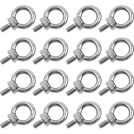 16 Boulons à Oeillet M6, Acier Inoxydable 304, Boulon à Anneau, Anneaux à Vis, Pour Fixation et Suspension