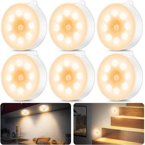 Veilleuse avec détecteur de mouvement, lampes alimentées par 3 piles AAA, marche/arrêt automatique, éclairage de placard, détecteur de mouvement intérieur pour l'escalier, la chambre, la cuisine (1/5)