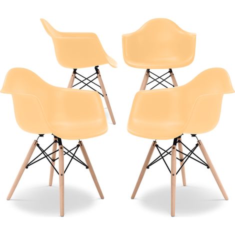 Sedia da Pranzo - Design Scandinavo - Gambe in Legno - Set di 4 - Nordika Pastel orange