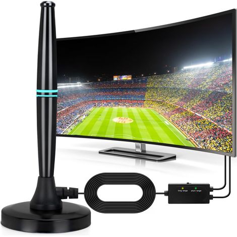 Antenna HDTV per interni – Ricezione a lungo raggio a 360° con base magnetica, amplificatore di segnale ad alto guadagno