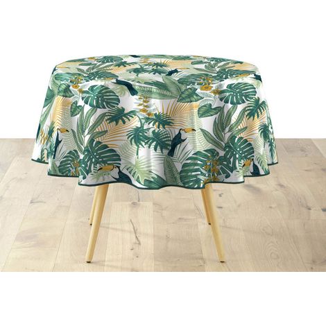 Nappe Ronde Imprimé "Guyana" 160cm Vert (1/3)
