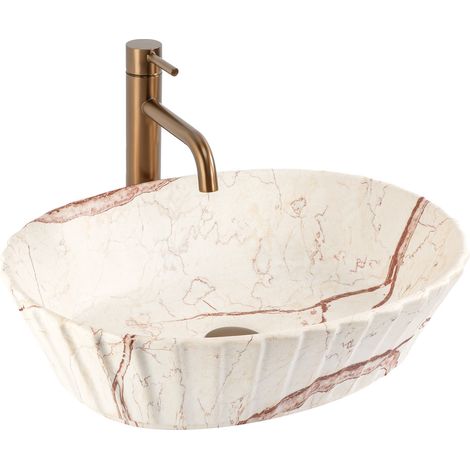 Lavabo Sobre Encimera Rea Samanta Zen Beige, Stone Imitation
