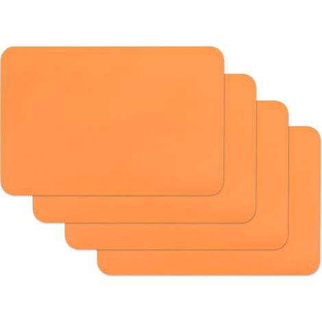 Set de Table Uni Orange 4 Pièces 40 x 30 cm, Rectangulaire, Plastique Alimentaire, Surface Lisse Facile à Nettoyer, Protection Table (1/5)