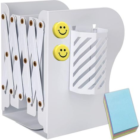 Range-livres extensible avec porte-stylos et 3 compartiments, blanc (1/5)
