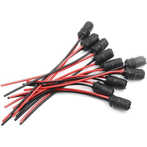 Lot de 10 douilles d'extension pour ampoules T10 avec embase à coin en caoutchouc souple (1/5)