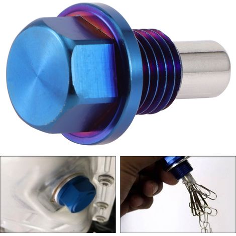 Adaptateur de bouchon de vidange magnétique en alliage d'aluminium pour carter d'huile, retour de carter, M12x1,5 (1/5)