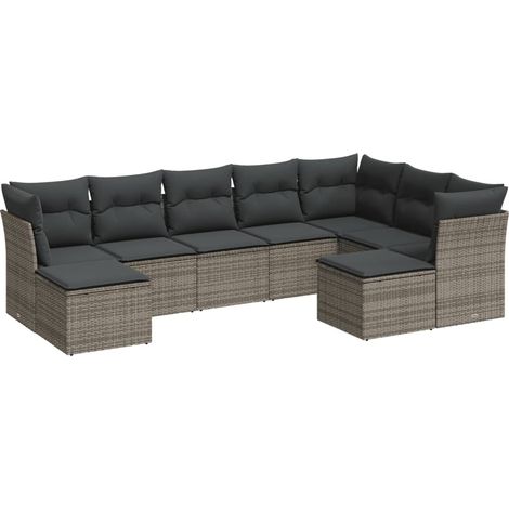 Maison Exclusive - 9-tlg. Garten-Sofagarnitur mit Kissen Grau Pol