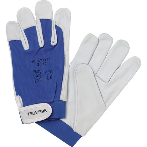 TECWERK Handschuhe Donau Gr.9 natur/blau EN 388 PSA II TECWERK