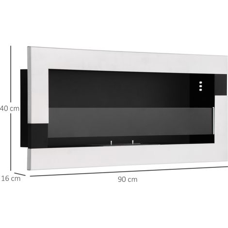 Réchaud à bioéthanol en acier inoxydable, autonomie de 2,5 heures, réservoir de 1,5 litre, convient aux surfaces jusqu'à 20 m², 90 x 16 x 40 cm, argent. (1/5)