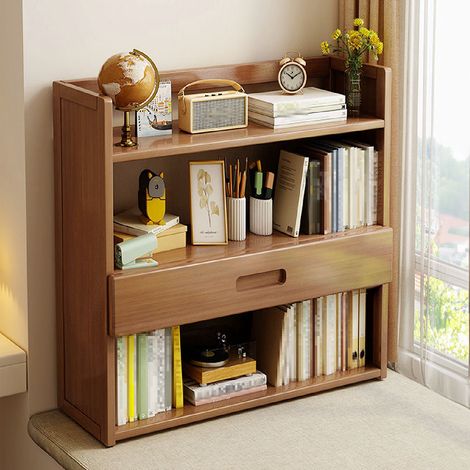 3-Tier Bamboo Desktop Bookshelf with Drawer (1/3)