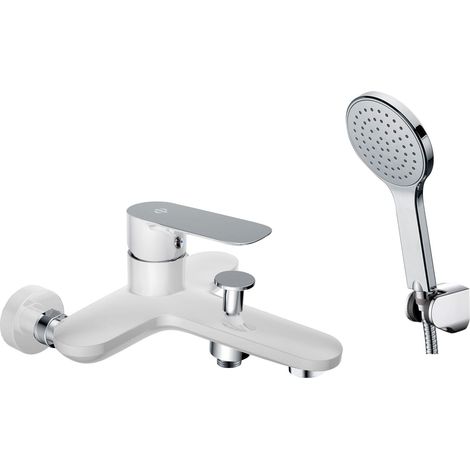 Grifo de bañera con mezclador monomando Cassio Blanco/Cromo GME (1/2)