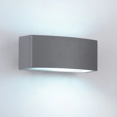 Applique da Esterno Biemissione IP65 E27 60W – Lampada da Parete Rettangolare in Alluminio Bianco, Nero o Grigio per Giardino, Terrazza, Facciate - Colore: Grigio
