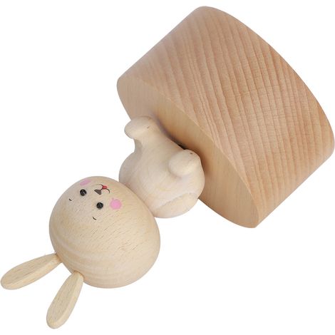 Boîte à musique rotative en forme d'animal, cadeau de Noël original, boîte à musique en bois à fond rond, petit lapin. (1/5)