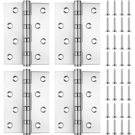 4 PcsCharniere Porte, Charnières pour Placards, Charniere Inox, Charnière en Acier Inox, Charnières pour Porte Placard, Charnière Invisible pour Fenetre Jardin Tiroir Boîte Meubles(100 x 73 x 2 mm) (1/5)