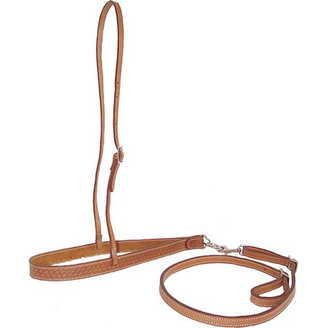 Marrone Scuro - Tie down  più  Nose band Pool's in cuoio con lavorazione basket