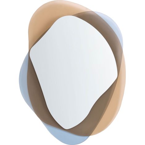 Wall Mirror Brown Blue Glass Frame Irregular Shape Scandinavian Style Ornament CHARLIEU (1/5)