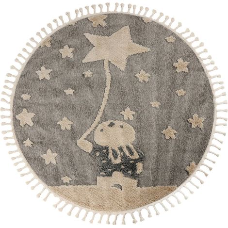 Tapis rond enfant gris étoile effet 3d doux et robuste - 170 x 120 cm (1/5)