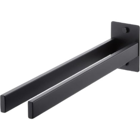 Barra para toallas de acero inoxidable, no requiere perforación, adhesiva, doble uso, negro mate para baño.