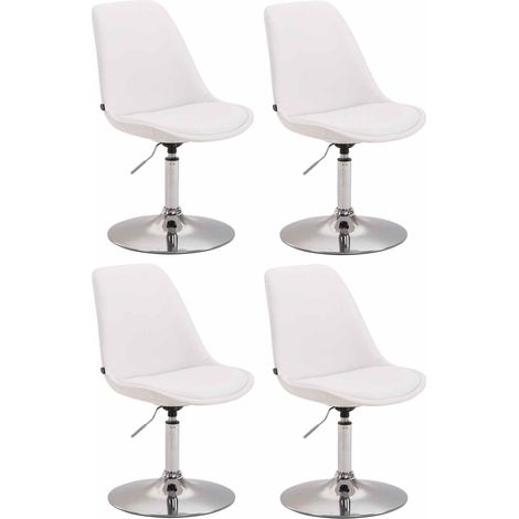 onjunto de 4 sillas de comedor giratorias con altura regulable tapizado de PVC blanco y patas de trompeta de metal efecto cromado 10000181 (1/5)