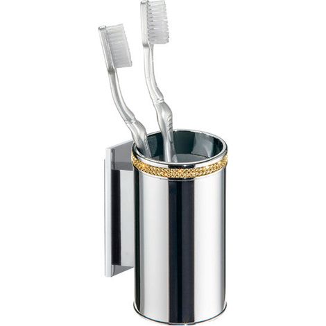 MANILLONS TORRENT 06666003 CARMEN Portacepillos Pared Adhesivo Cromo/Oro - ref: 06666003 (1/2)