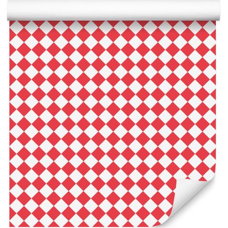 Carta da parati con rombi geometrici color corallo e bianco, sfondo corallo 50x1000 cm (1/5)