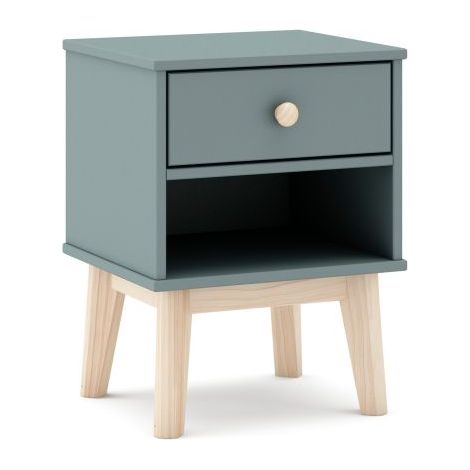 Mesita de noche juvenil de 1 cajón y 1 estante 40x53,1 cm Misty Breeze Verde Salvia - Oak Soft (ancho) x 53,1cm (alto) (1/5)