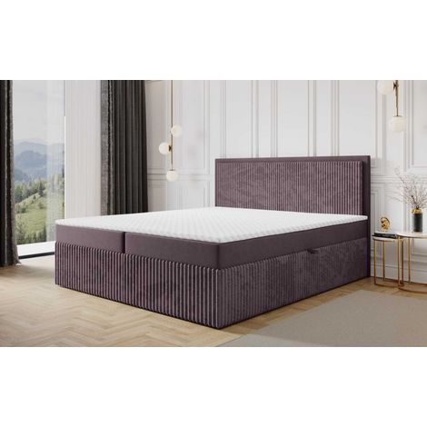 Boxspringbett Schlafzimmerbett HIDIS 140x220cm Stoff Vito Pflaume (1/4)