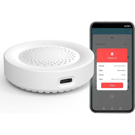 Siren Alarm, 100 DB, Alarme sans Fil pour capteur de Porte fenêtre, 32 Types de Sons d'alarme Disponibles, Alarme de sirène Domestique contrôlable à Distance Via l'App (1/5)