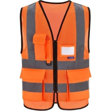 (XXXXL-Orange) High-Frequency Safety Vest - Orange - Adult - Unisex (1/4)