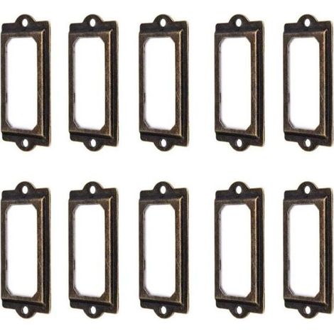 50Pcs porte-étiquette 60 x 17 mm métal bronze vintage porte-étiquette porte-cartes bibliothèque tiroir armoire (1/5)