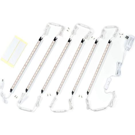 LED-Unterbauleuchten-Set, 6 verbindbare Lichtleisten, LED-Streifen für die Unterbaubeleuchtung, 300 mm x 6, mit Schalter (Warmweiß, 3000K) (1/5)