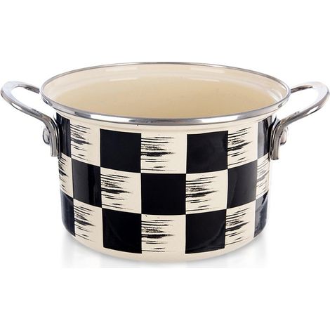 Maceta esmaltada con diseño de tablero de ajedrez, 18 cm, 2 l (1/5)