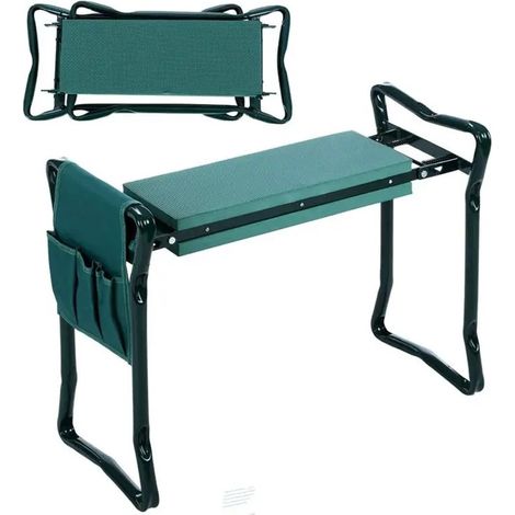 Tabouret de Jardin Pliable agenouilloir de Jardin siège Jardinage avec Coussin Pochette Rangement Outils Vert (1/5)