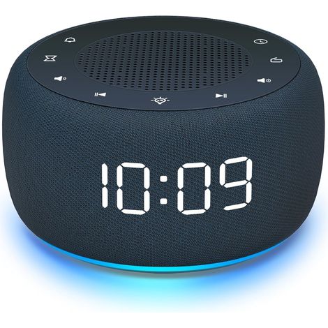 Radio-réveil pour la Chambre - Son de Haute qualité pour la Radio, veilleuse 7 Couleurs, Affichage Complet avec variateur d'intensité pour la Table de Nuit (Bleu Marine)