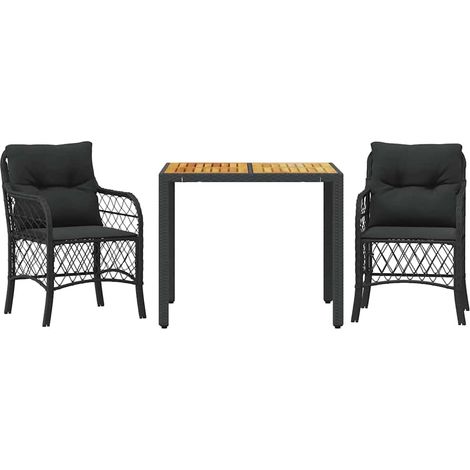 Maison Exclusive - Set da Bistrò 3 pz con Cuscini Nero in Polyrattan (1/5)