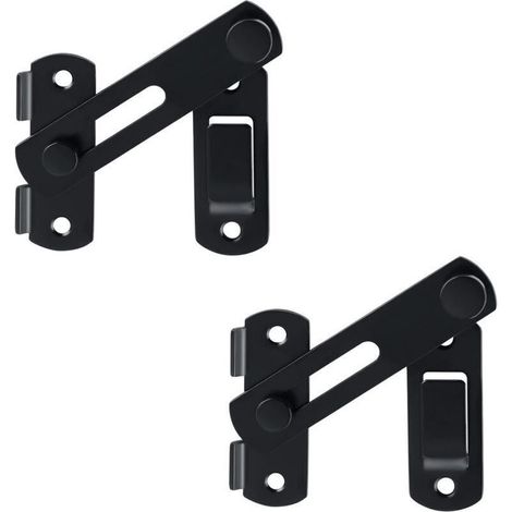 2pcs Verrou Porte Coulissante Serrure Volet Loquet Porte Verrou Portail à Bascule Boulon avec Vis pour Porte, Fenêtre, Placard et Jardin, Finition Noir Mat en Acier Inoxydable (1/4)