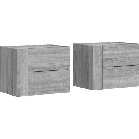 Maison Exclusive - Mesitas de noche de pared 2 uds gris Sonoma 45