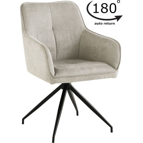 Poltrona girevole rivestita in tessuto color aster, beige chiaro (1/5)
